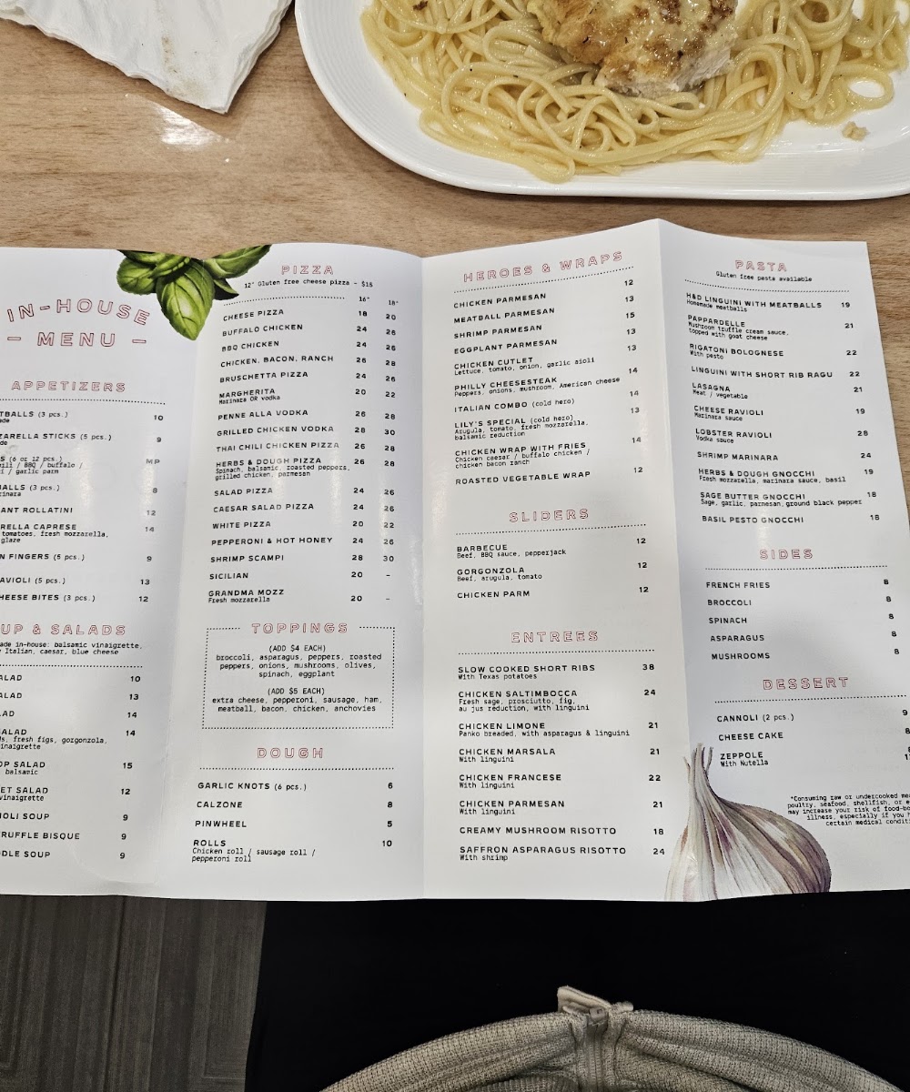 Herbs & Dough menu board