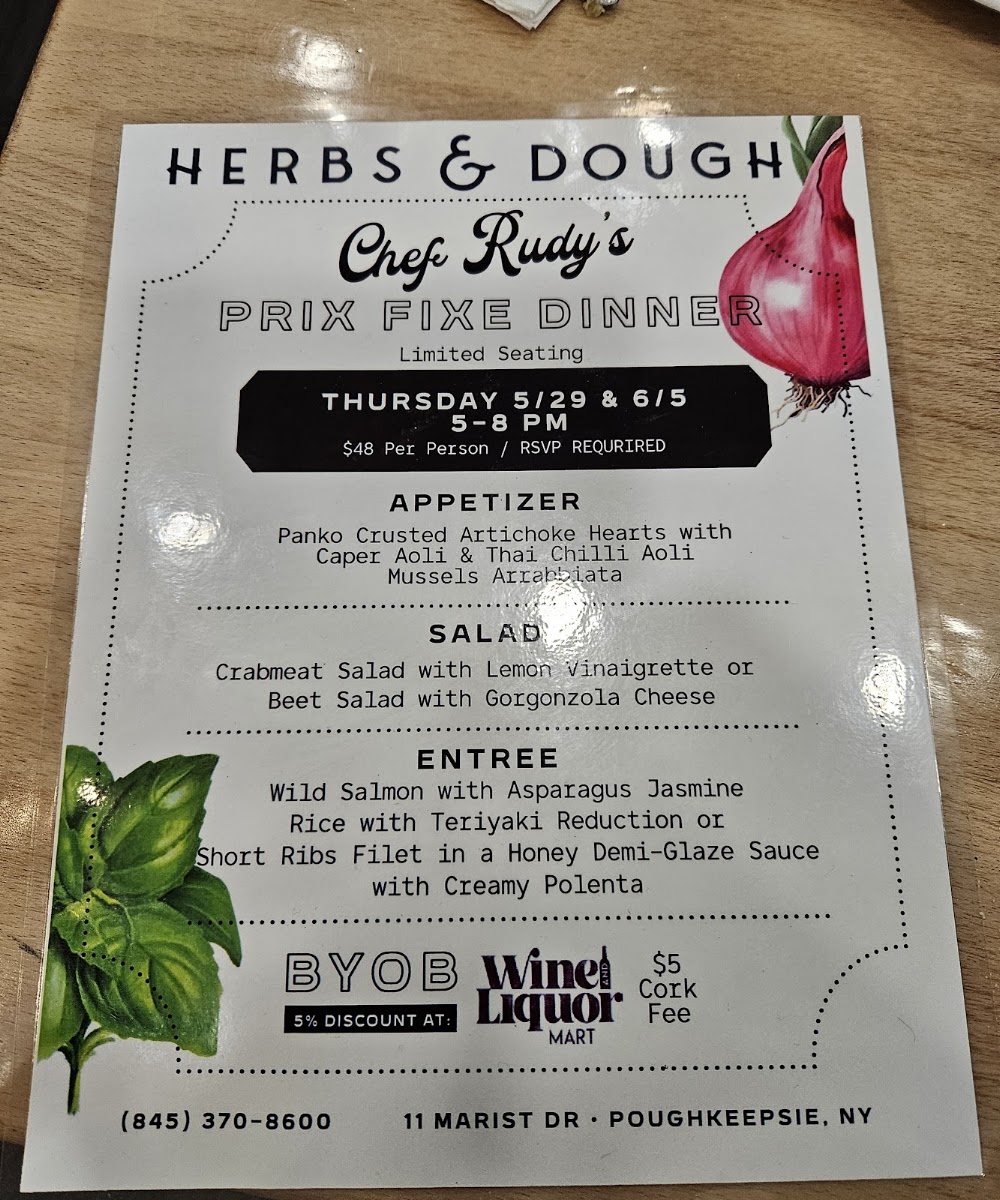 Herbs & Dough menu board
