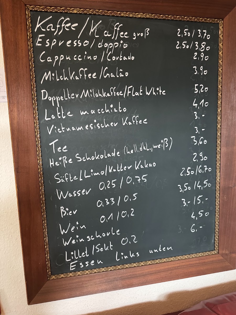 Café Brot & Zucker menu board