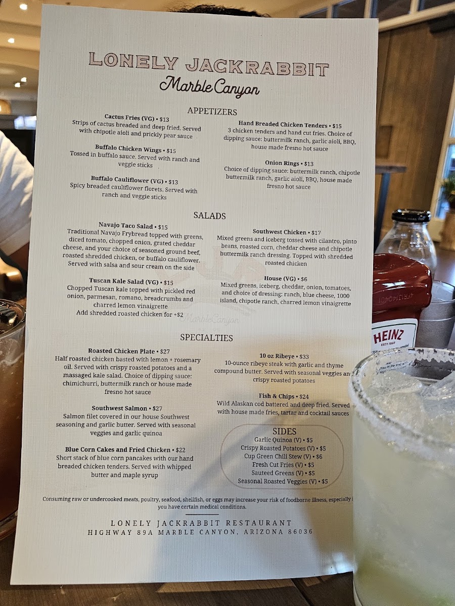 Lonely JackRabbit Restaurant menu board