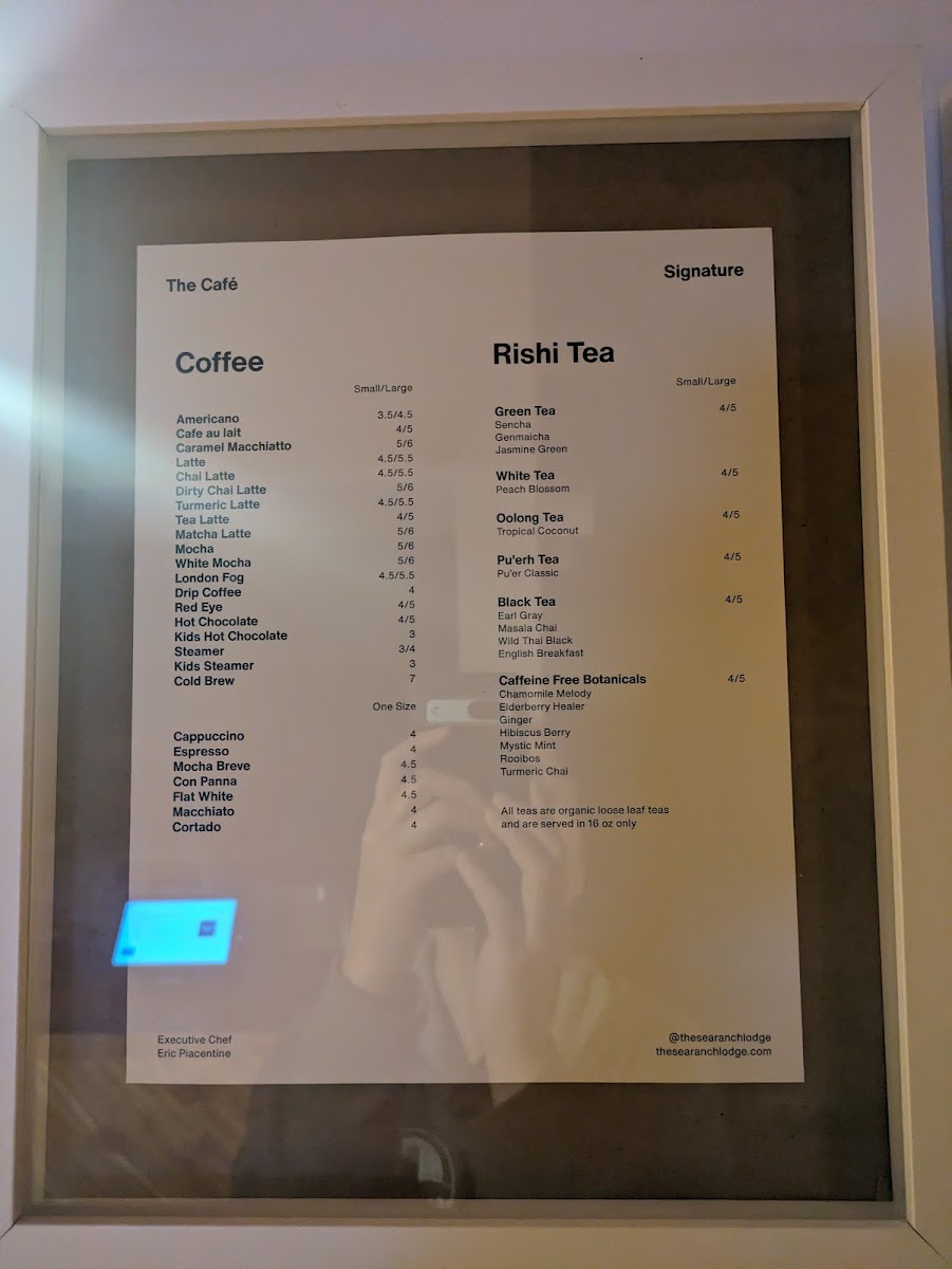 The Sea Ranch Lodge: Dining Room menu board