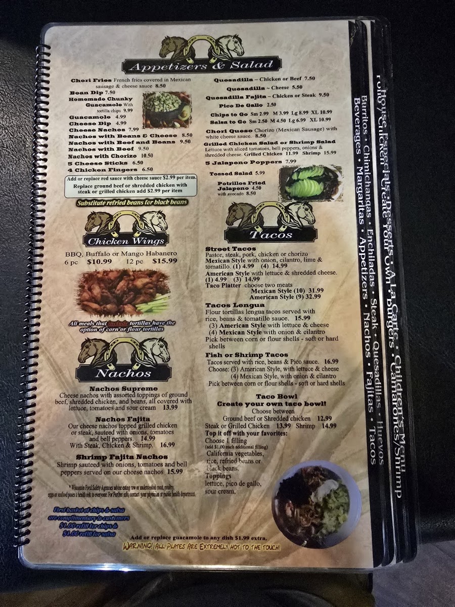 Mis Cinco Potrillos menu board