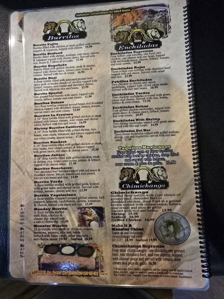 Mis Cinco Potrillos menu board