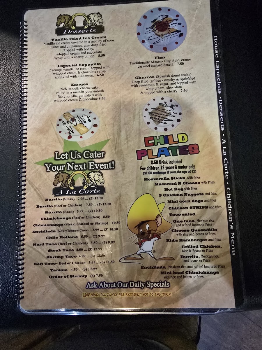 Mis Cinco Potrillos menu board
