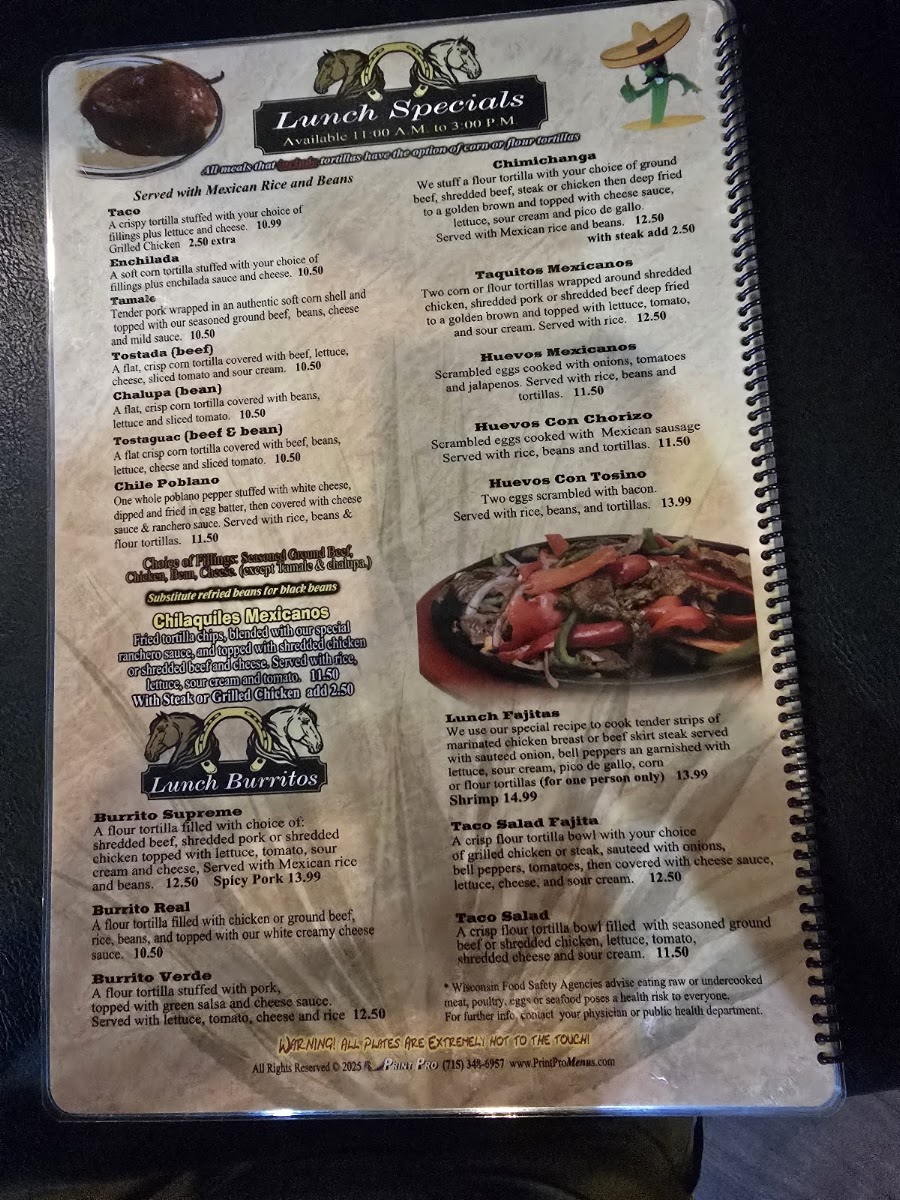 Mis Cinco Potrillos menu board