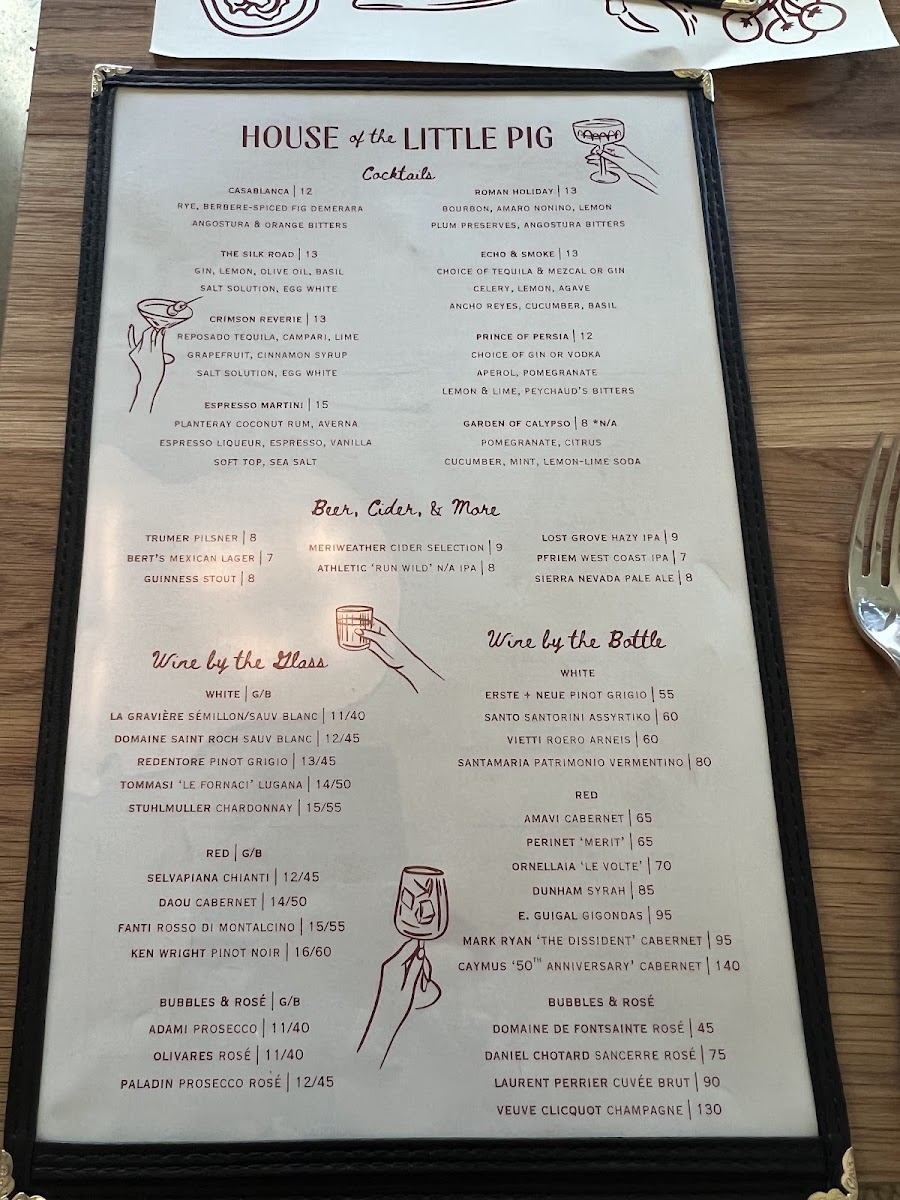 House of the Little Pig menu board
