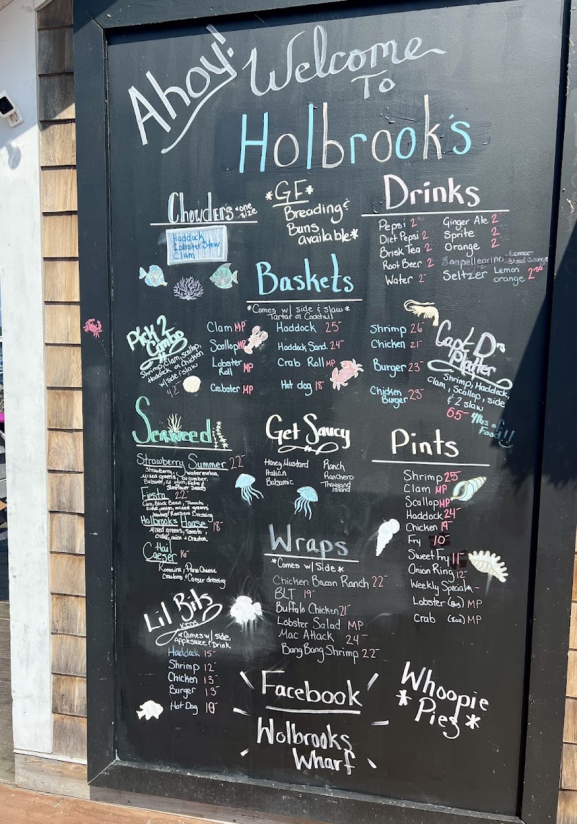 Holbrook's Wharf menu board