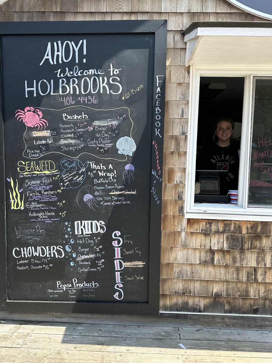 Holbrook's Wharf menu board