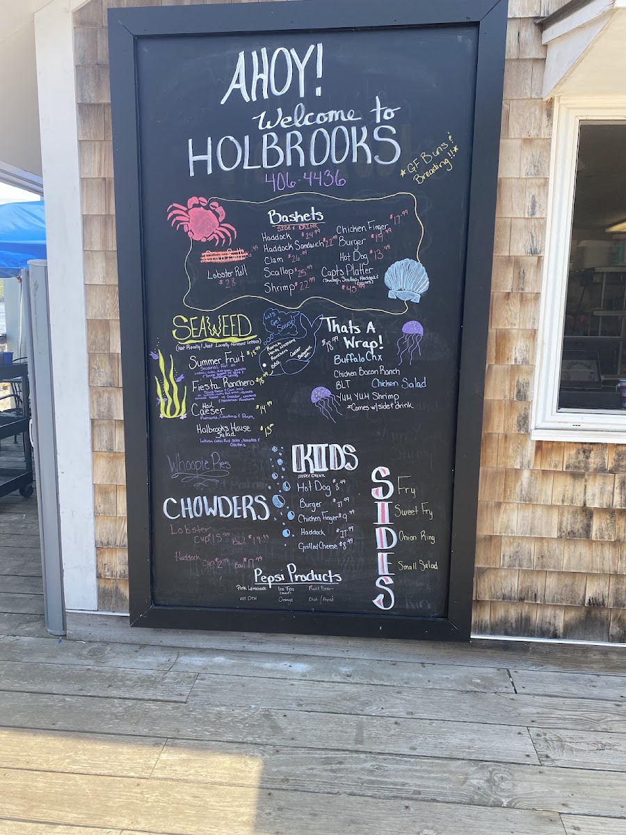 Holbrook's Wharf menu board