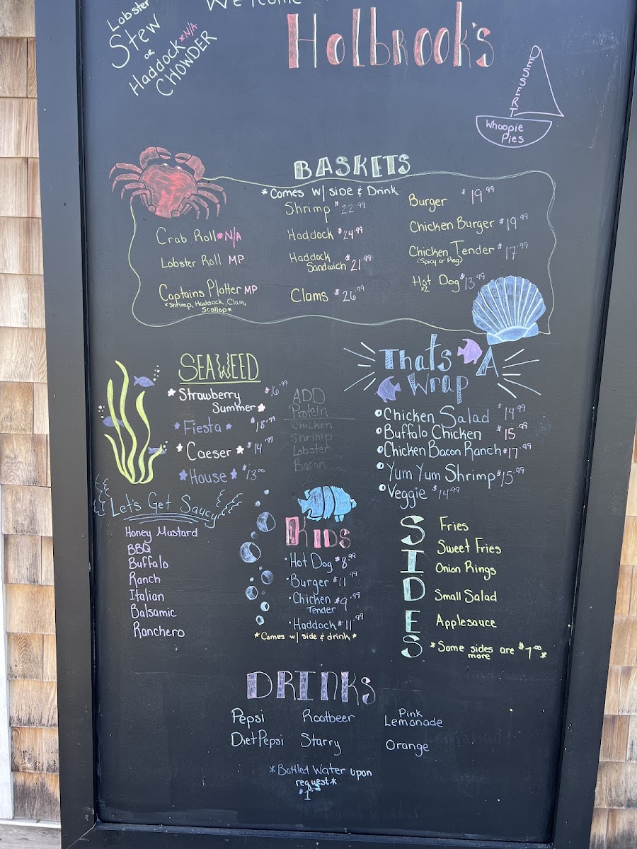 Holbrook's Wharf menu board