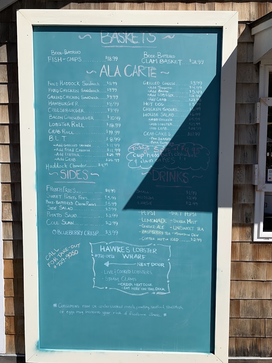 Holbrook's Wharf menu board