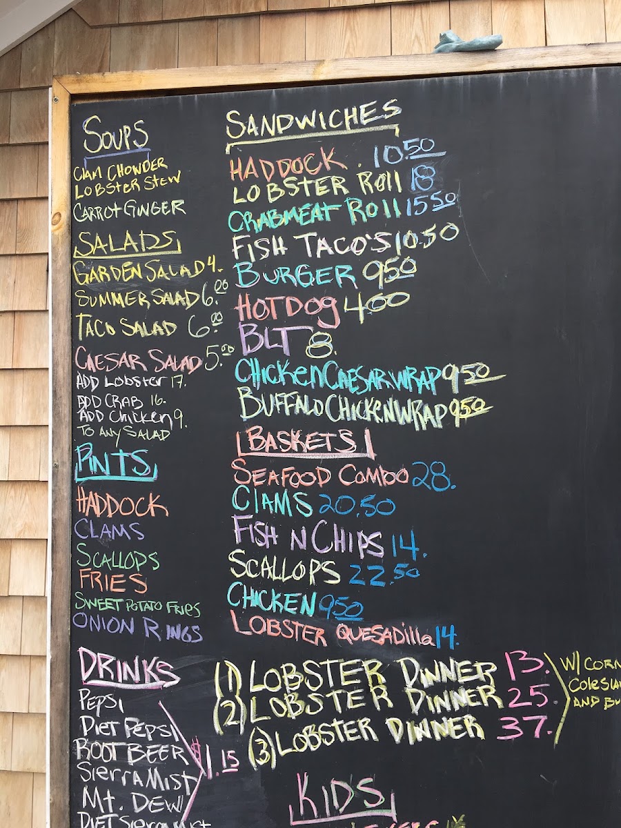 Holbrook's Wharf menu board