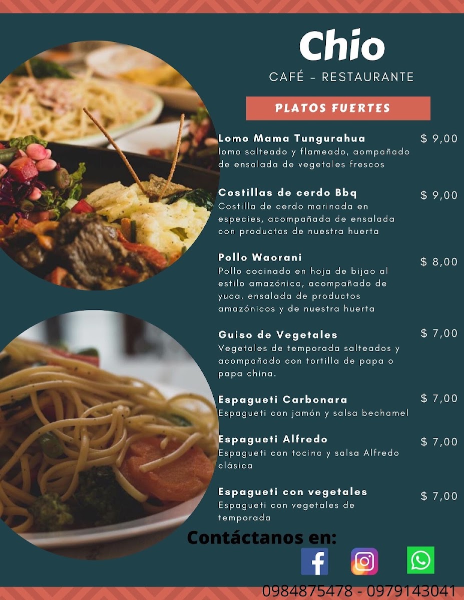 Chio Café - Restaurante menu board