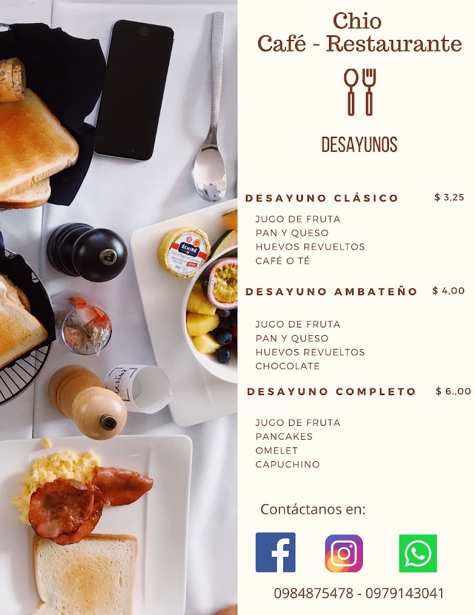 Chio Café - Restaurante menu board