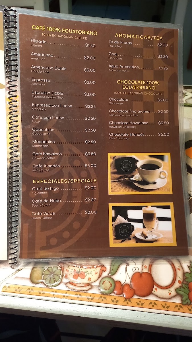 Chio Café - Restaurante menu board
