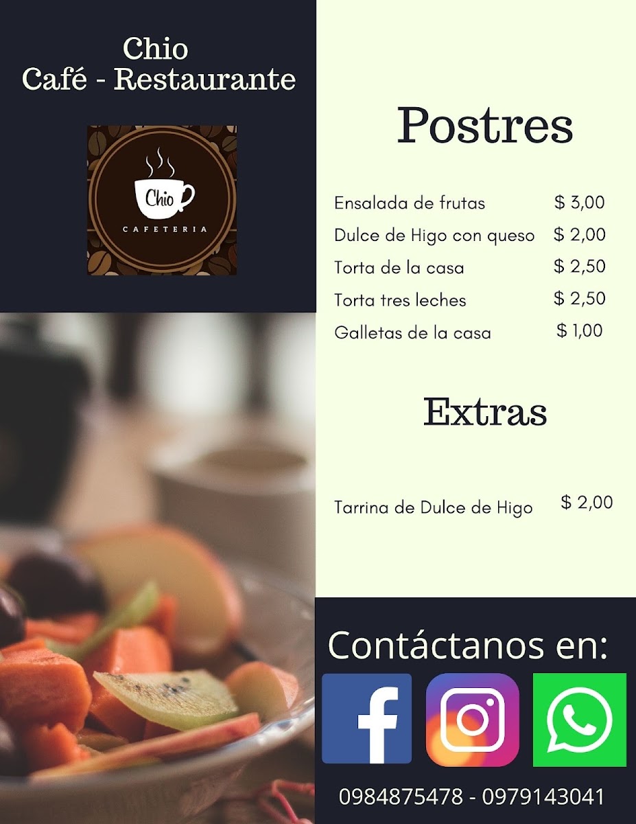 Chio Café - Restaurante menu board