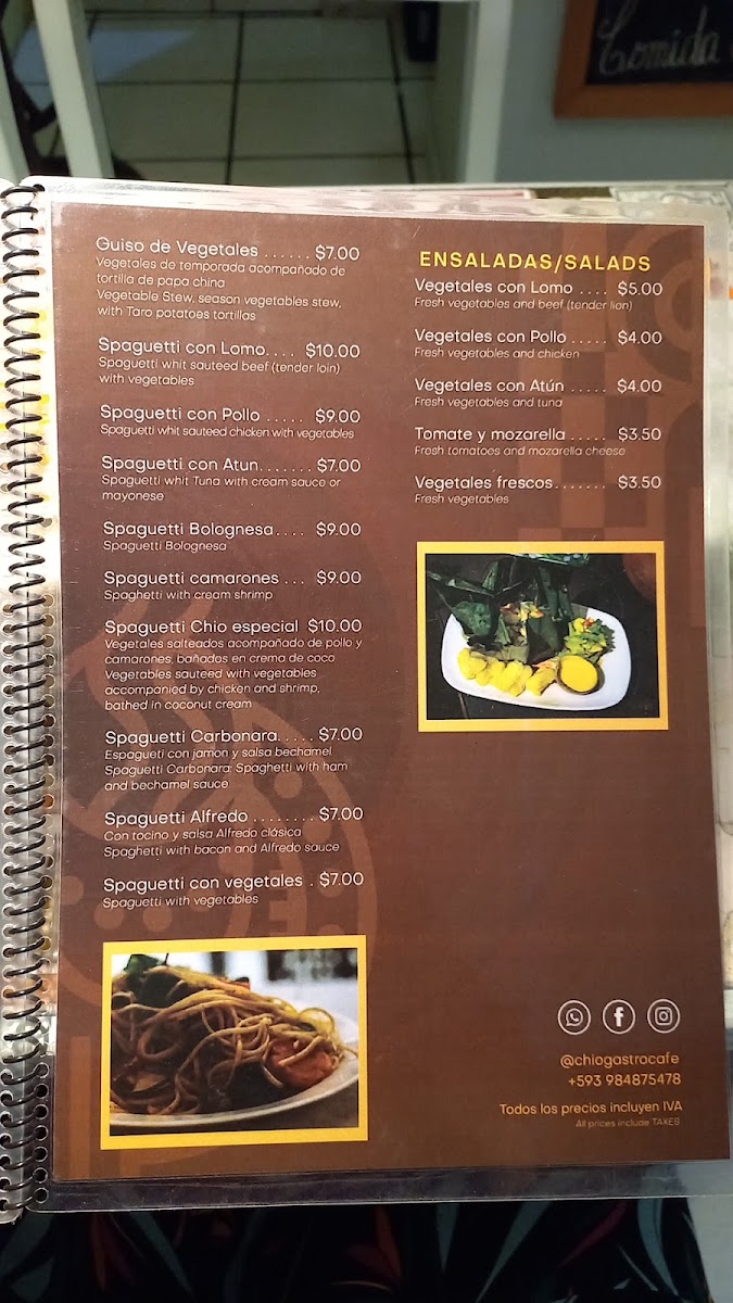 Chio Café - Restaurante menu board