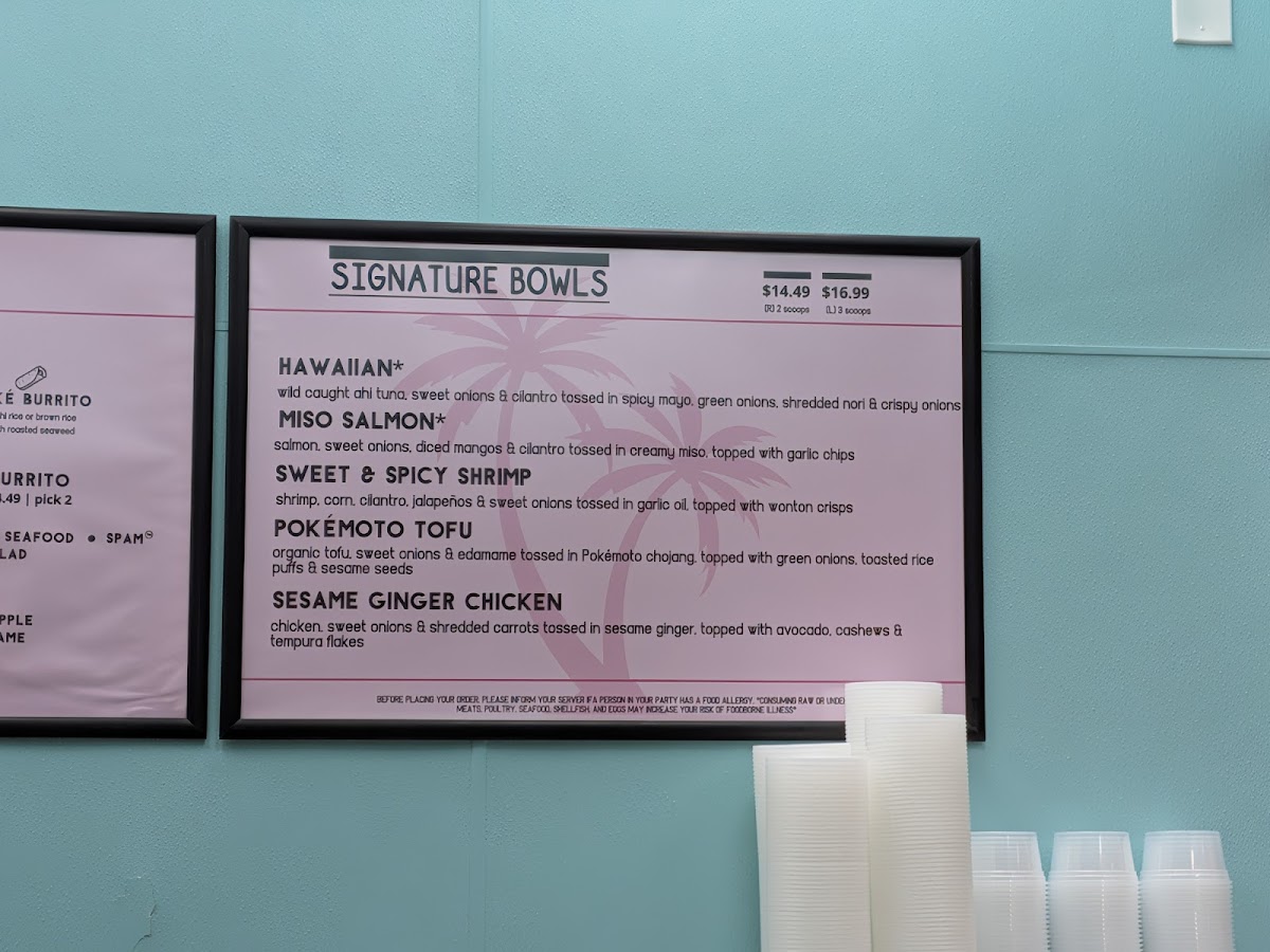 Pokémoto Orlando (DR PHILLIPS) menu board