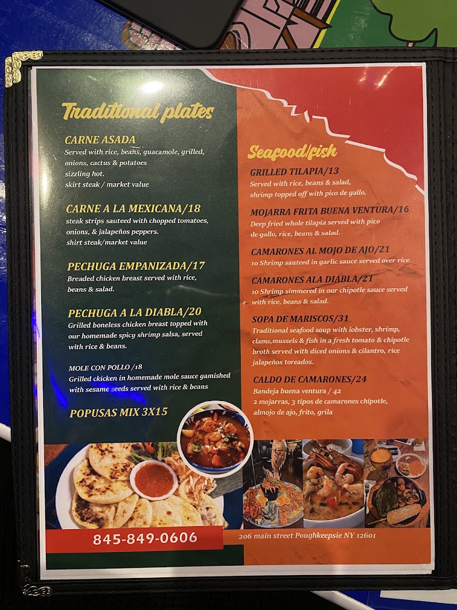 Buena Ventura Restaurant menu board