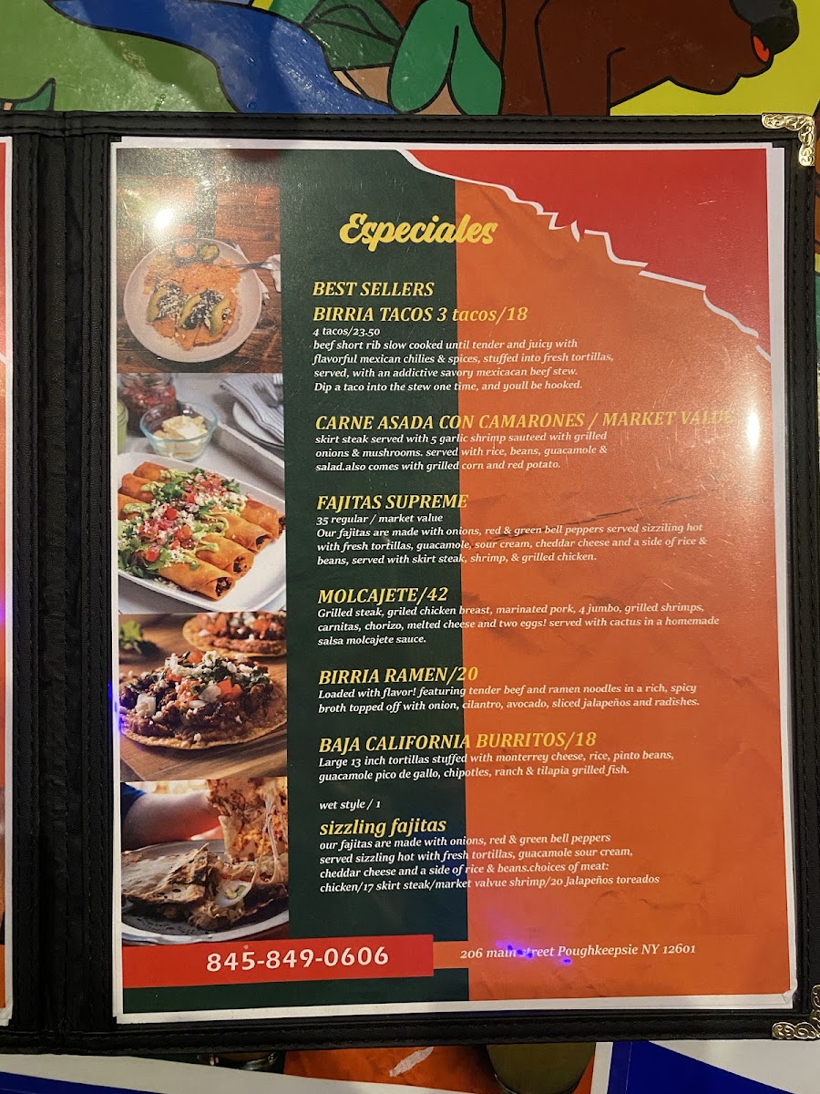 Buena Ventura Restaurant menu board