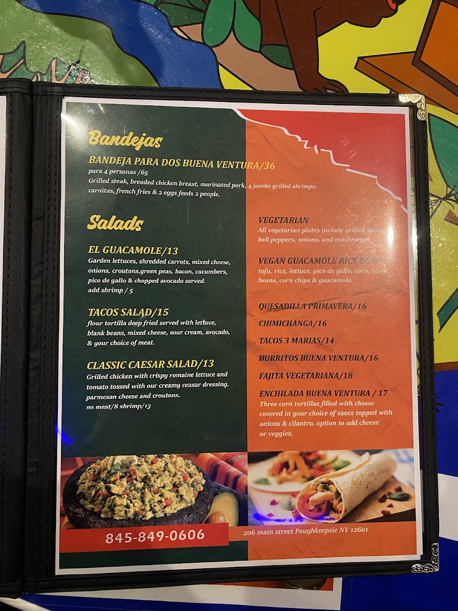 Buena Ventura Restaurant menu board