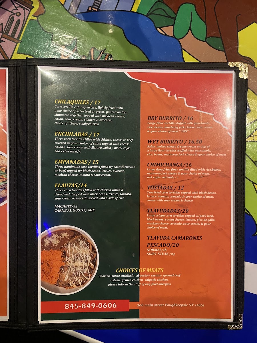 Buena Ventura Restaurant menu board