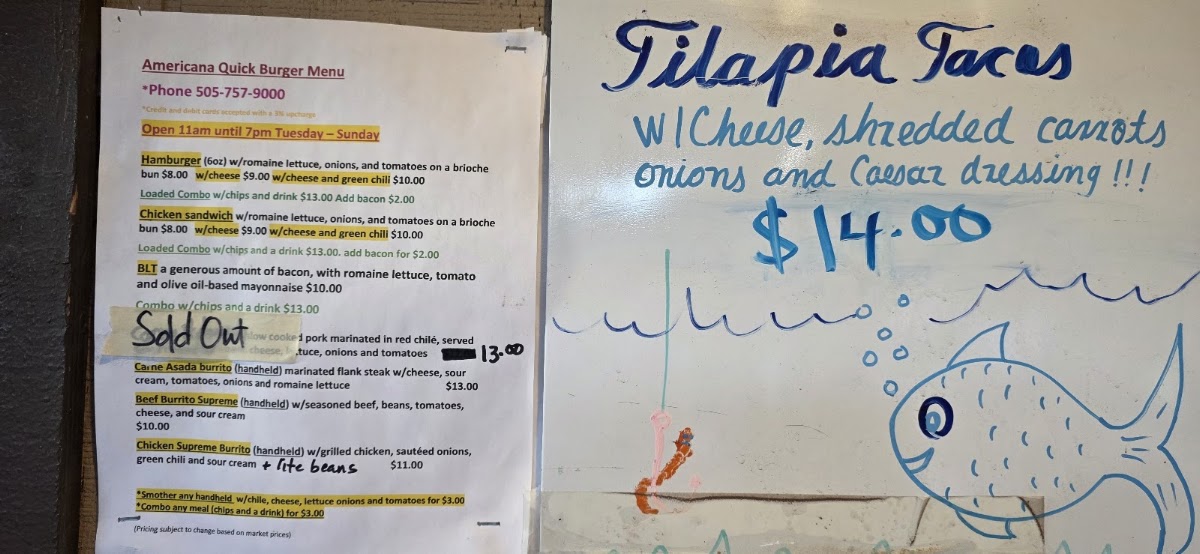 Quick Burger menu board