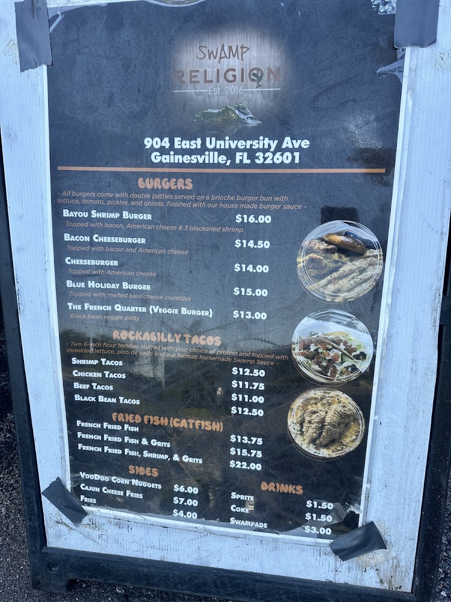 SWAMP RELIGION menu board