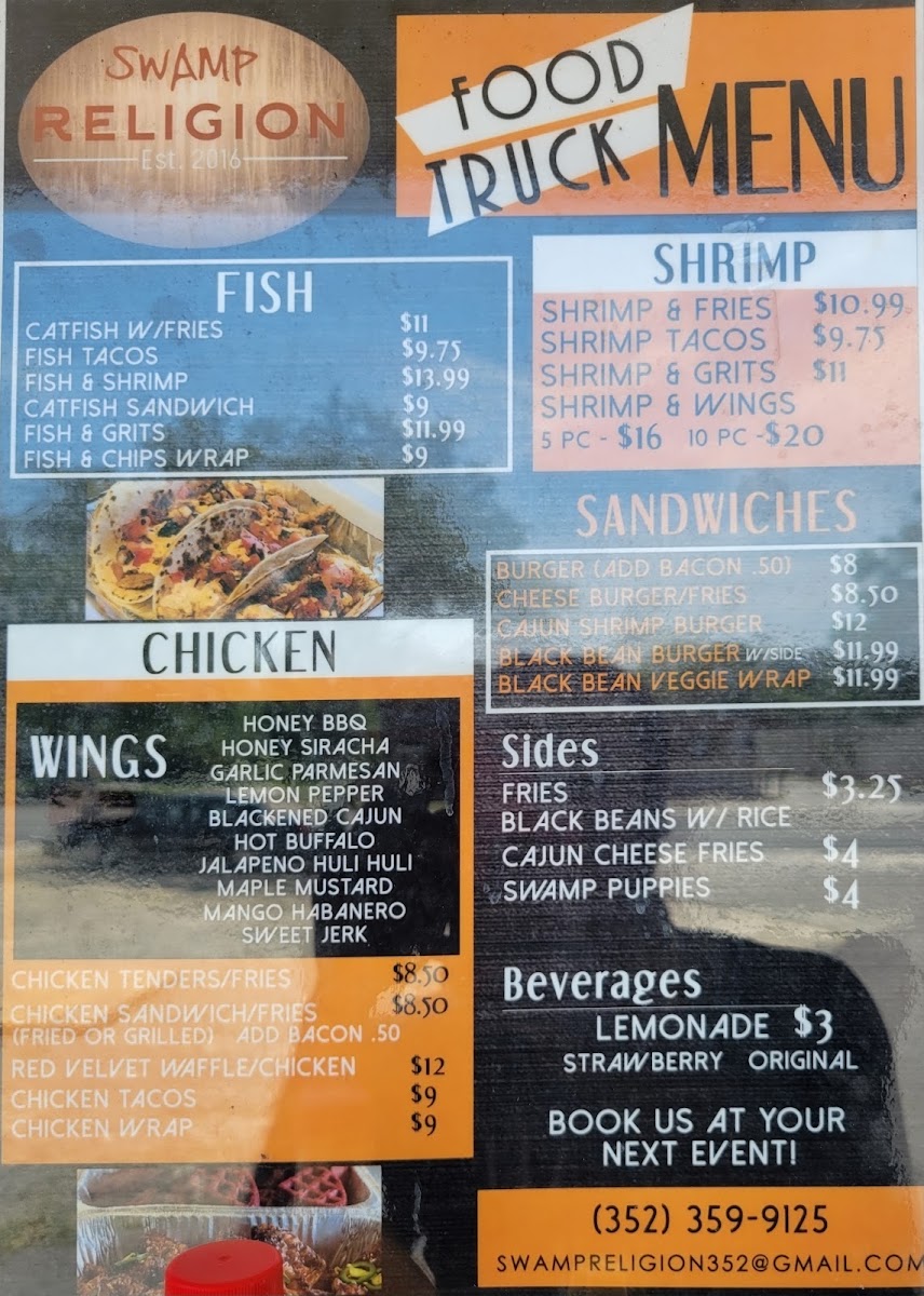 SWAMP RELIGION menu board