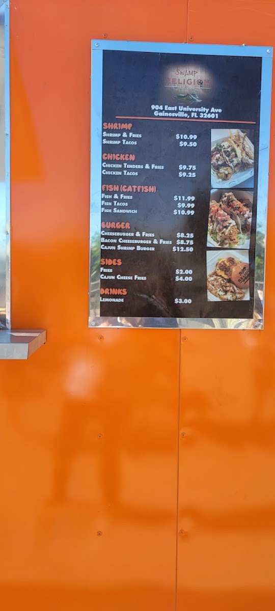 SWAMP RELIGION menu board