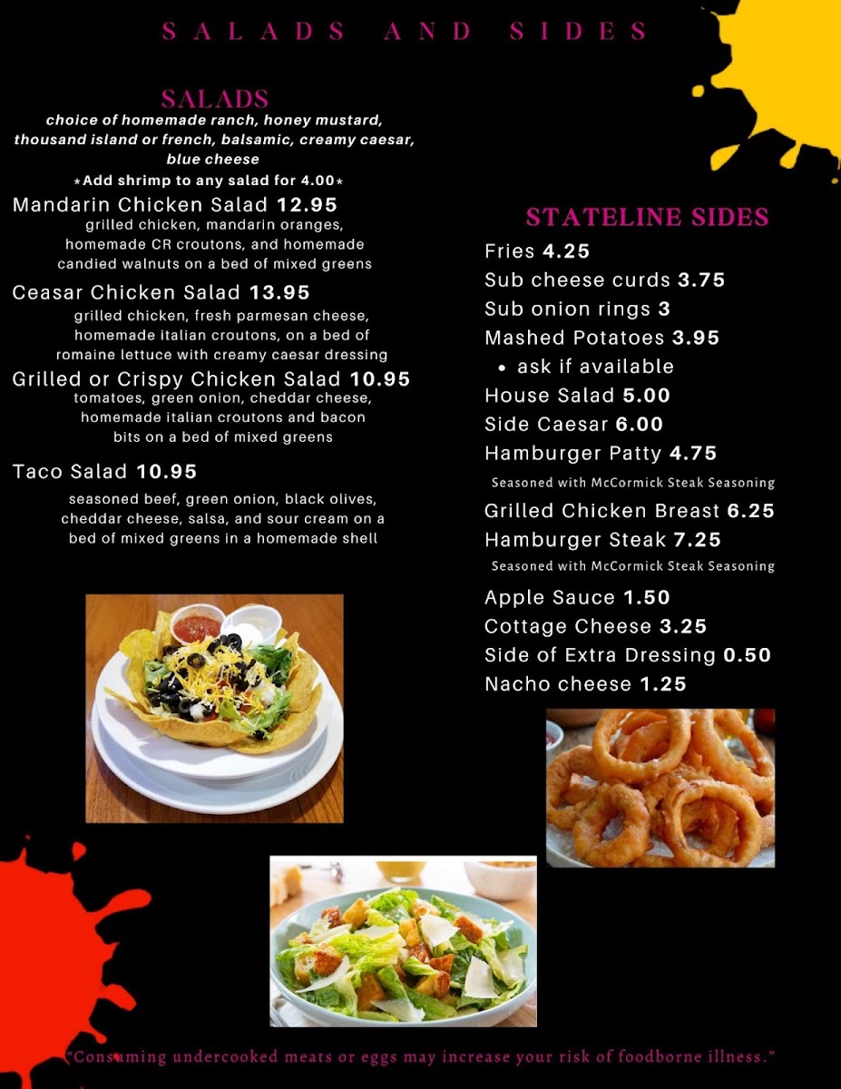 Stateline Cafe menu board