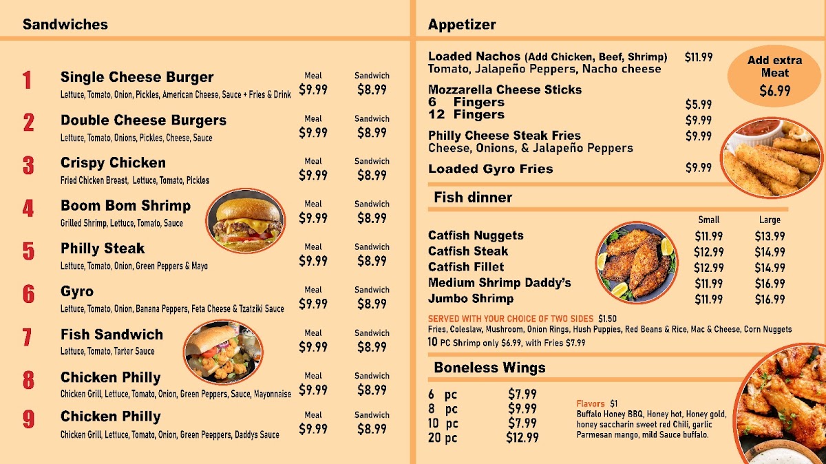Fry Daddy’s | Benton LA menu board