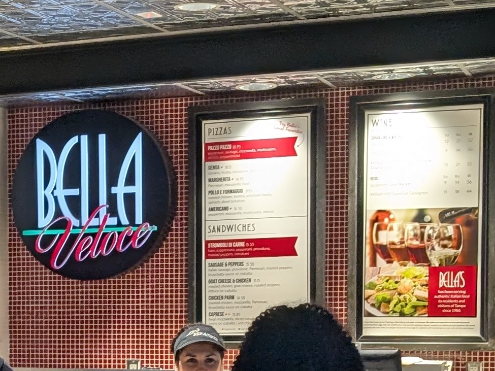 Bella’s Italian Cafe menu board