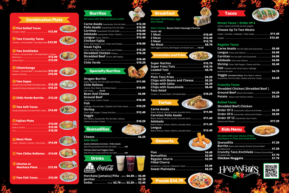 Habaneros Mexican Food | Vancouver menu board
