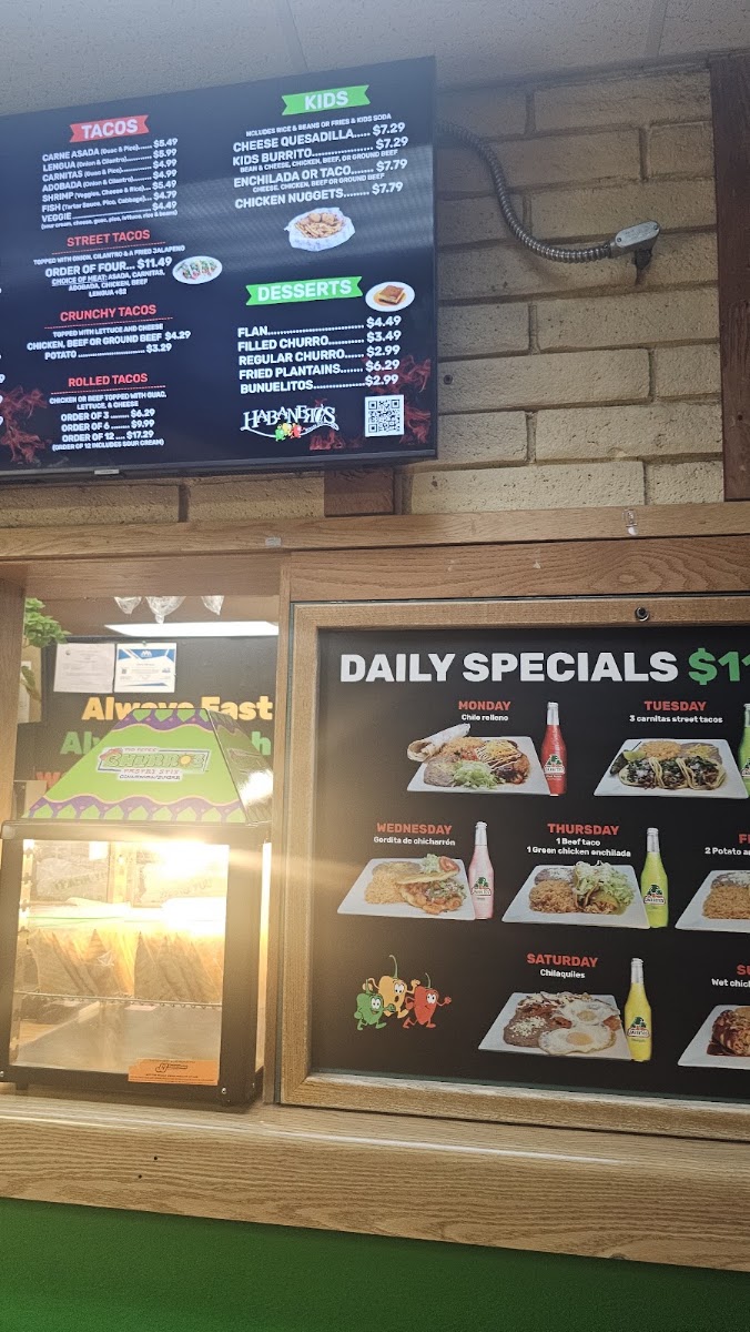 Habaneros Mexican Food | Vancouver menu board