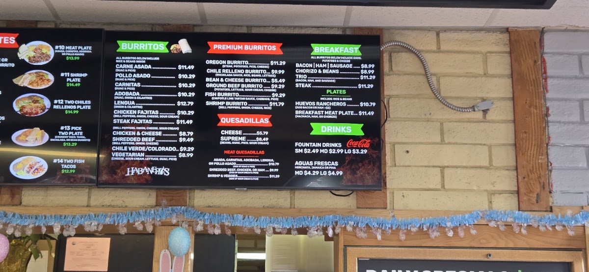 Habaneros Mexican Food | Vancouver menu board
