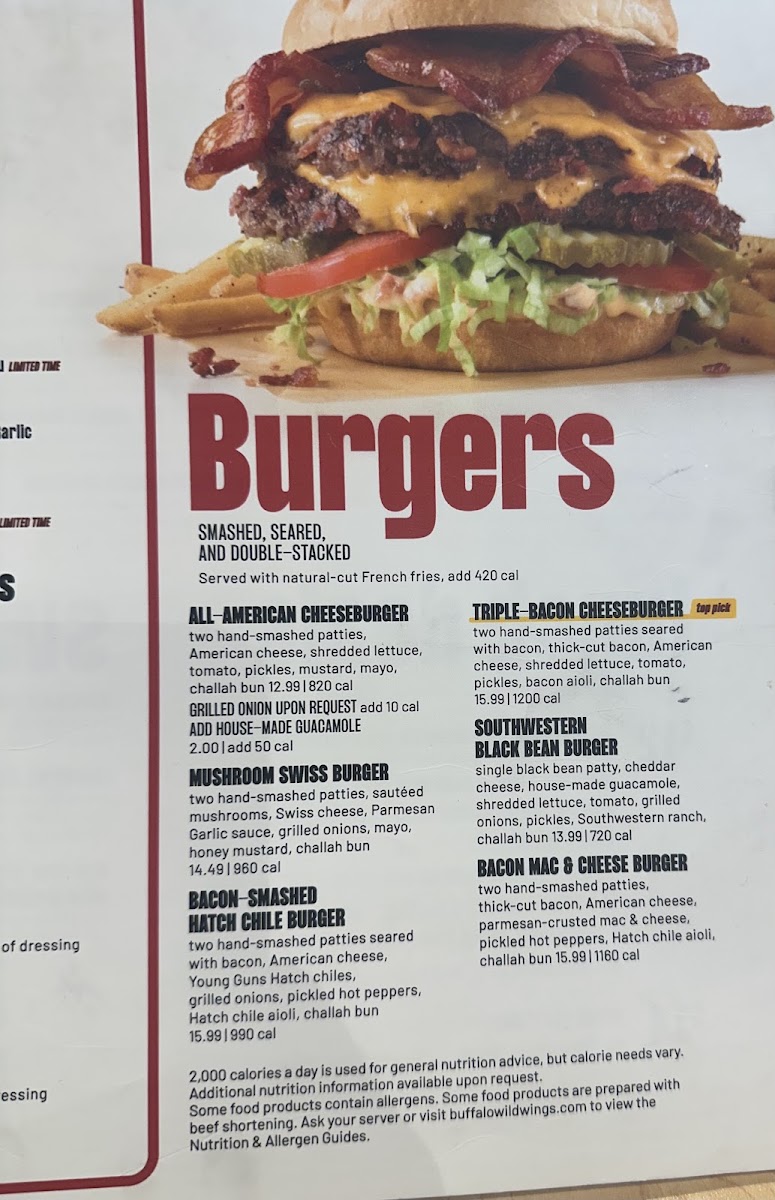 Buffalo Wild Wings menu board