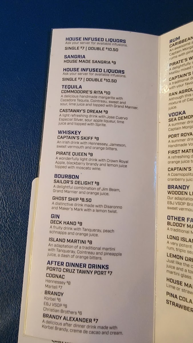 Captain's Table menu board