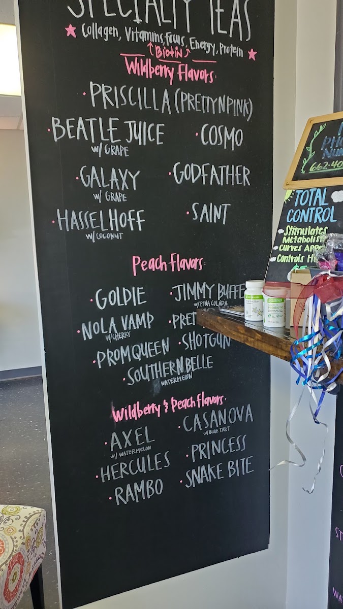 Tupelo Nutrition menu board