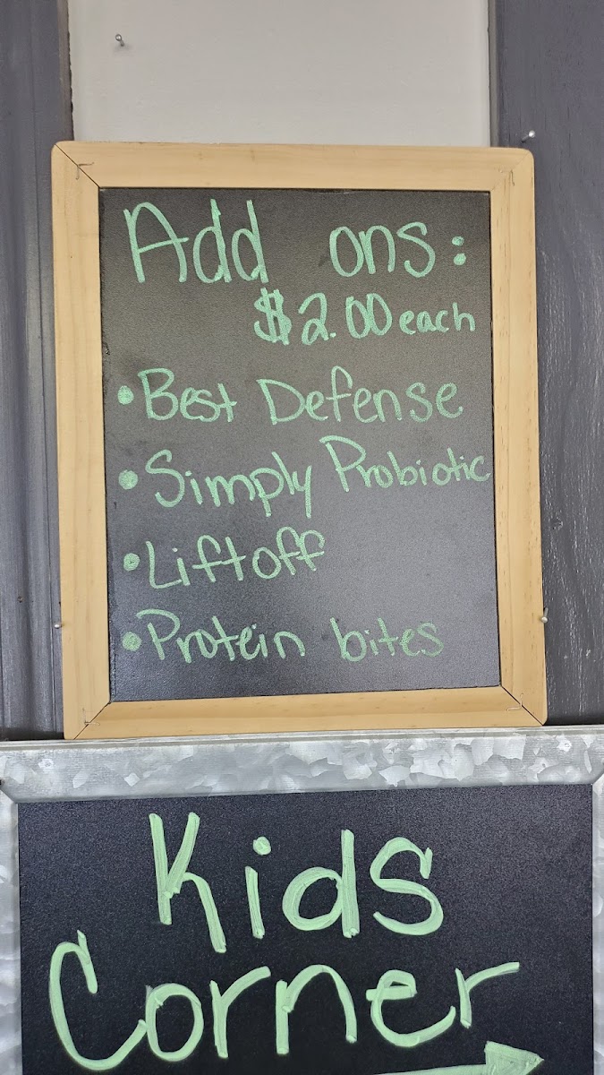 Tupelo Nutrition menu board