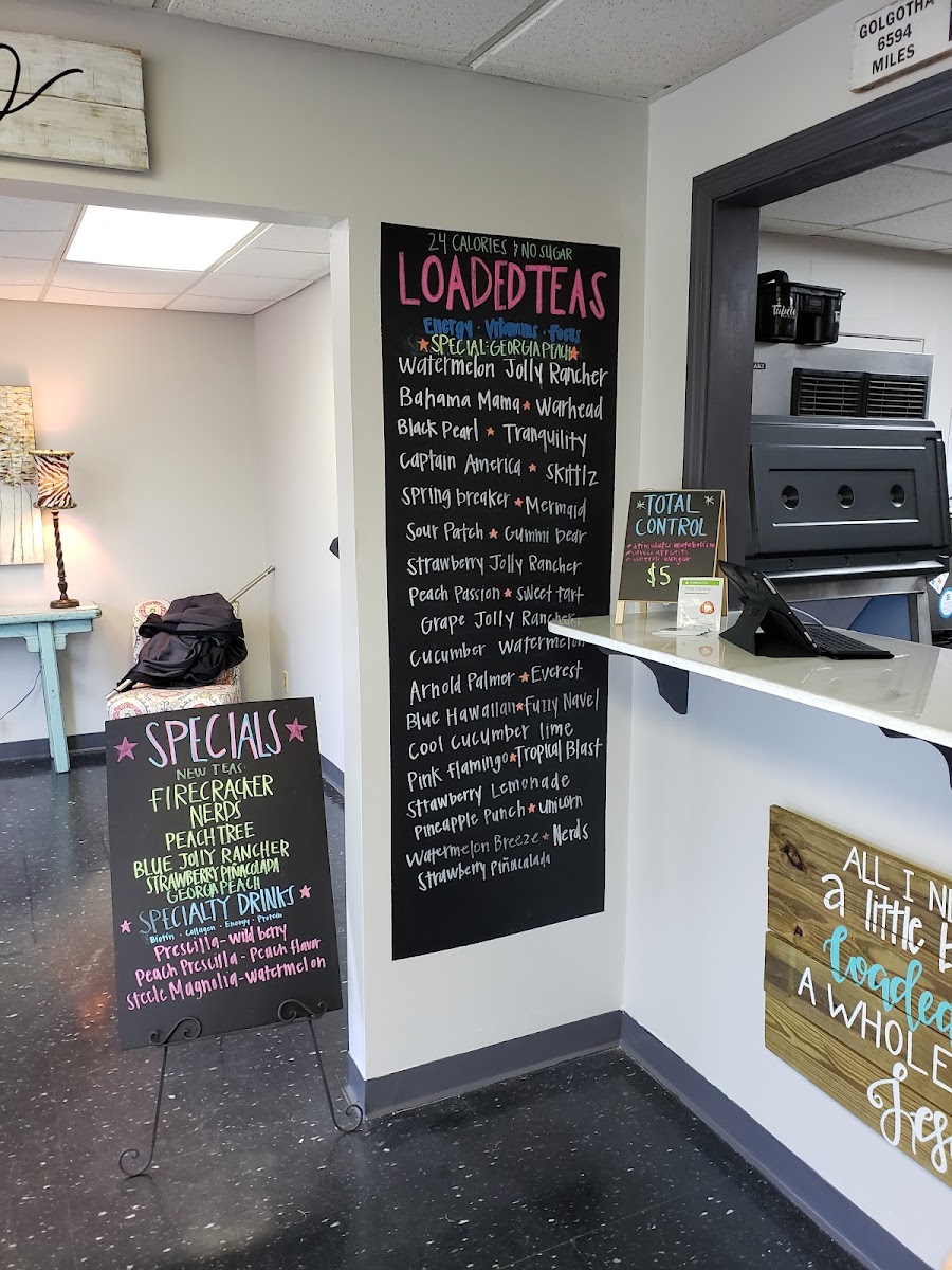 Tupelo Nutrition menu board