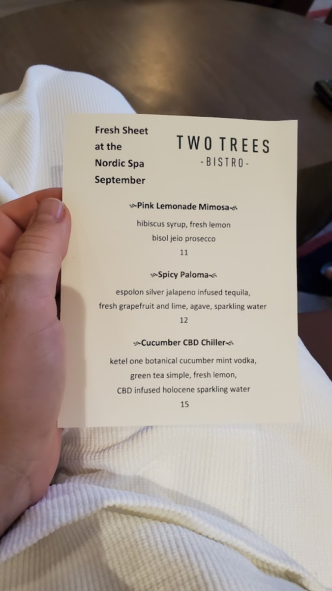 Two Trees Bistro menu board