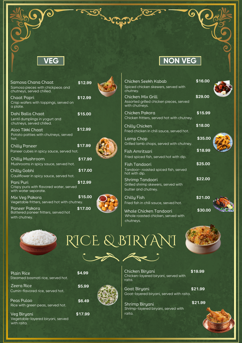 Pakka Desi menu board
