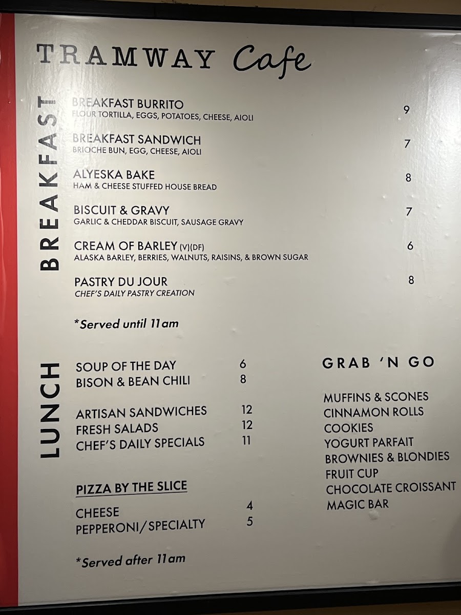 Tramway Cafe menu board