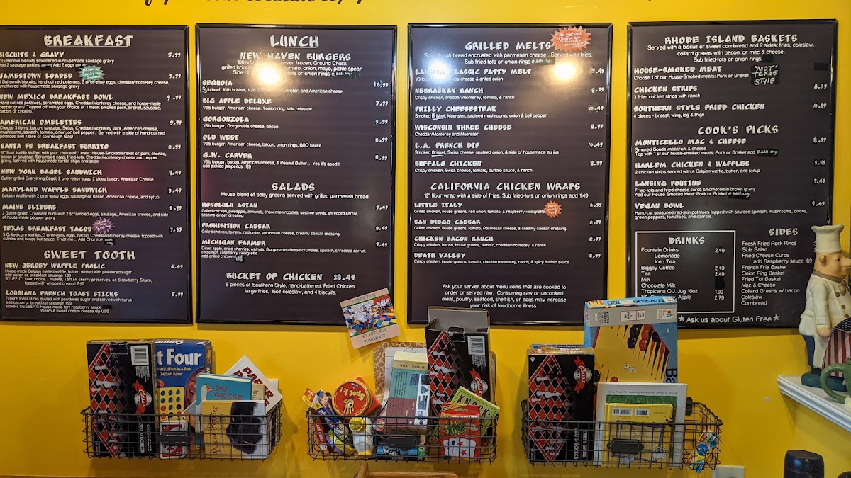 Fidlers on the Grand Restaurant menu board