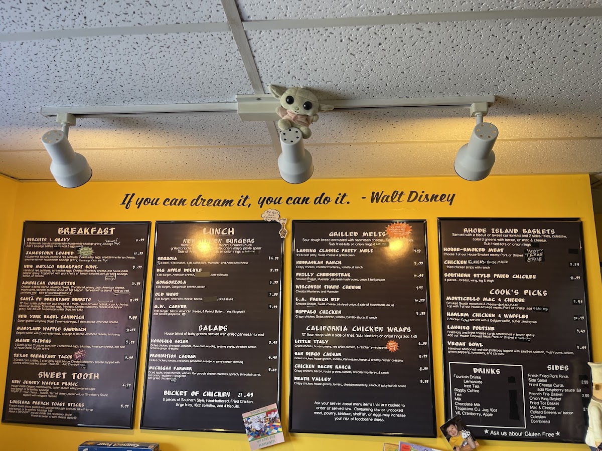 Fidlers on the Grand Restaurant menu board
