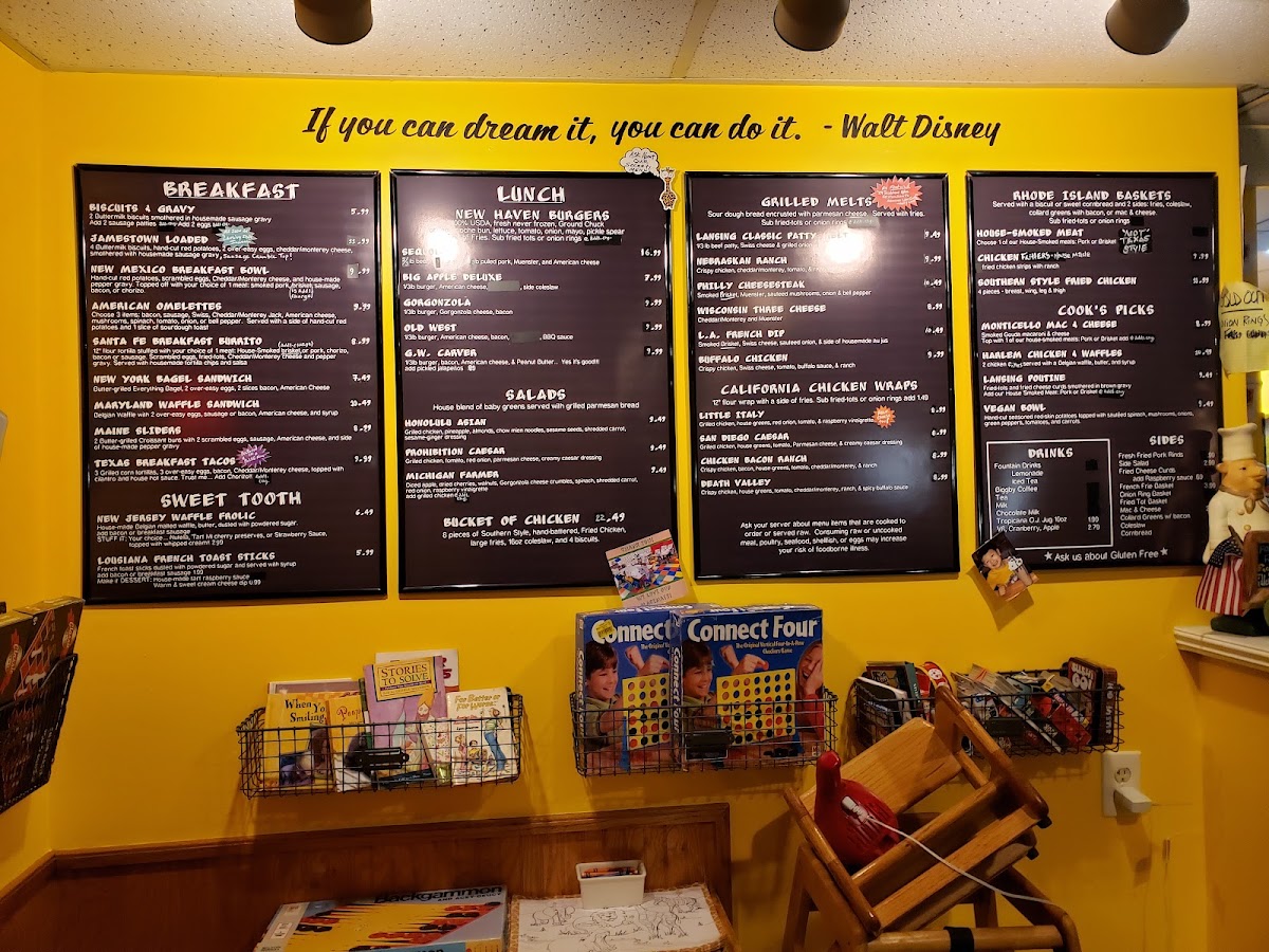 Fidlers on the Grand Restaurant menu board