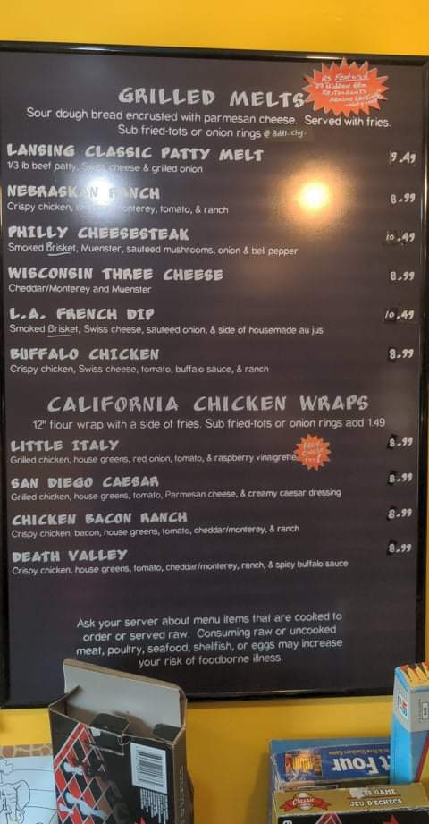 Fidlers on the Grand Restaurant menu board
