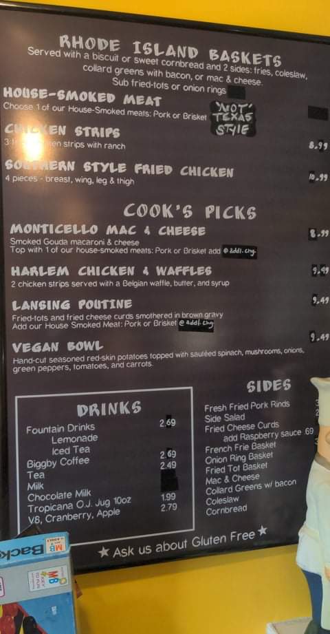 Fidlers on the Grand Restaurant menu board