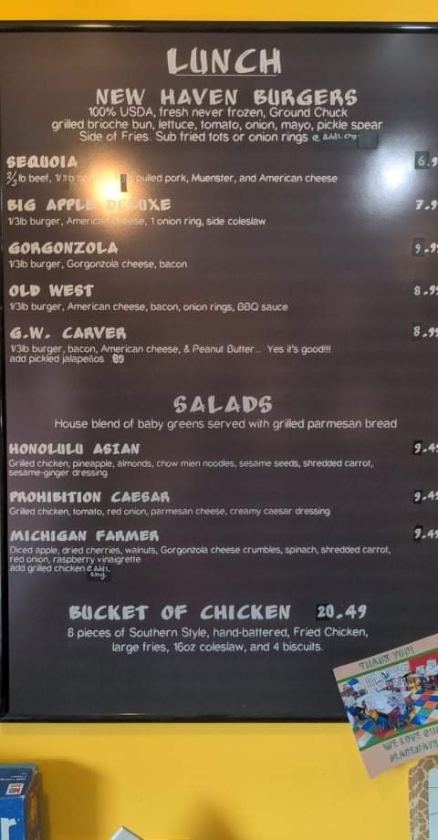 Fidlers on the Grand Restaurant menu board